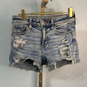 American Eagle Outfitters Blue Distressed Jean Shorts- midi- Size 2